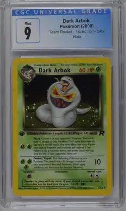 Dark Arbok Pokemon 2000 Team Rocket 1st Edition 2/82 Holo CGC 9 Mint - Image 1