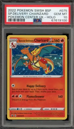 Pokemon Special Delivery Charizard P.M. Center UK Holo Promo SWSH075 PSA 10 - Image 1