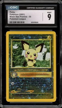 Pokemon Pichu League Black Star Reverse Holo Promo #35 CGC 9 Mint - Image 1