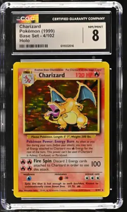 CGC 8 Charizard 1999 Base Set 4/102 Holo Pokemon Card - Image 1