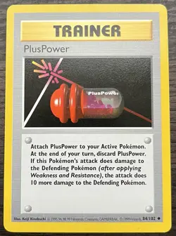 Shadowless PlusPower 084/102 Pokemon TCG WOTC Base Set LP - Image 1