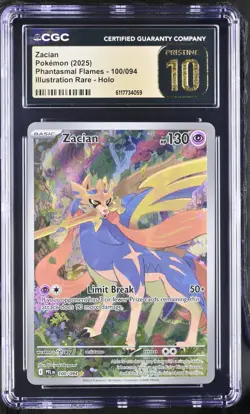 2025 Pokemon Zacian Phantasmal Flames 100/094 IR CGC PRISTINE 10 - Image 1