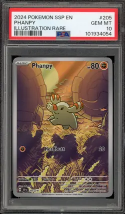 Pokemon Phanpy Surging Sparks Illustration Rare #205 PSA 10 Gem Mint - Image 1