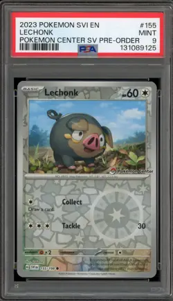 Pokemon Lechonk Pokemon Center Scarlet/Violet Preorder Reverse Holo #155 PSA 9 - Image 1