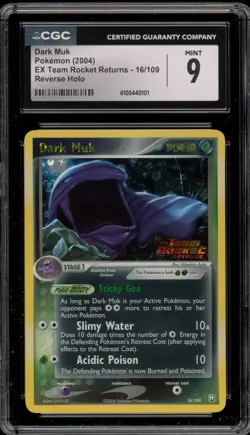 Pokemon Dark Muk EX Team Rocket Returns Reverse Holo Rare #16 CGC 9 Mint - Image 1