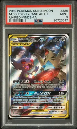 2019 Pokemon Unified Minds Mega Sableye/Tyranitar Gx #226 MINT PSA 9 -Fa - Image 1