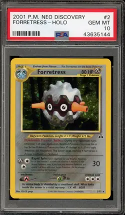 Pokemon Forretress Neo Discovery Unlimited Holo Rare #2 PSA 10 Gem Mint - Image 1