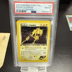 2000 POKEMON GYM CHALLENGE #15 ROCKET'S ZAPDOS HOLO-1ST EDITION PSA 8 - Image 1