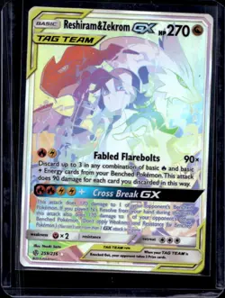 2019 Pokemon Cosmic Eclipse Reshiram Zekrom Tag Team GX Secret Rare #259/236 - Image 1
