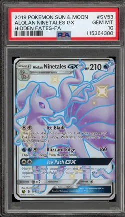 Pokemon Alolan Ninetales GX Hidden Fates Full Art #SV53 PSA 10 - Image 1