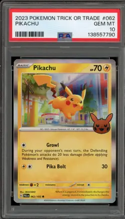 Pokemon Pikachu 2023 Trick or Trade Holo #062 PSA 10 Gem Mint - Image 1