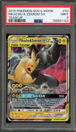 Pokemon Pikachu & Zekrom GX Team UP Holo Ultra Rare #33 PSA 9 Mint - Image 1