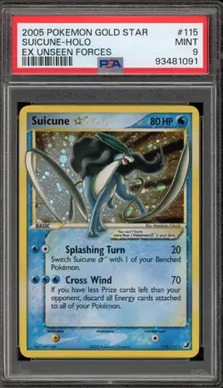 Pokemon Suicune Gold Star EX Unseen Forces Holo Ultra Rare #115 PSA 9 Mint - Image 1
