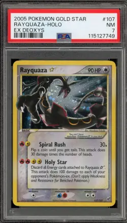 Pokemon Rayquaza Gold Star EX Deoxys Holo Ultra Rare #107 PSA 7 - Image 1