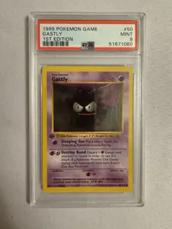 1999 Pokemon - 1st Edition Shadowless Gastly Base Set 50/102 - PSA 9 Mint! WOTC - Image 1