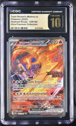 2025 Pokemon Team Rocket's Moltres Stamp Destined Rivals 229/182 CGC PRISTINE 10 - Image 1