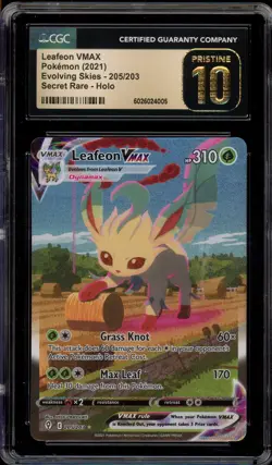 Pokemon Leafeon VMAX Evolving Skies Secret Rare Alt Art #205 CGC 10 Pristine - Image 1