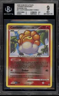 Pokemon Castform Sunny Form Legends Awakened Reverse Holo #51 BGS 9 Mint - Image 1