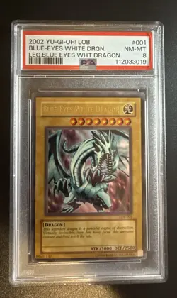 2002 Blue-Eyes White Dragon LOB-001 Unlimited PSA 8 - Image 1