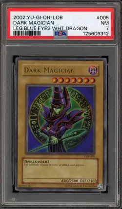 Yu-Gi-Oh! Dark Magician Legend of Blue Eyes Ultra LOB-005 Original Print PSA 7 - Image 1