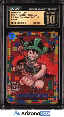 One Piece 2025 Monkey D Luffy P-110 One Piece Day'25 Japanese BLACK LABEL CGC 10 - Image 1