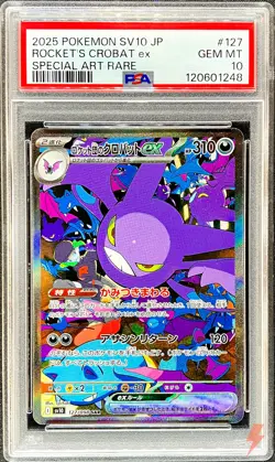 PSA 10 Team Rocket's Crobat ex SAR 127/098 SV10 Pokemon Card Japanese 2025 #0UJ - Image 1