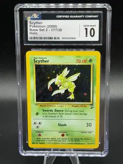 CGC 10 GEM MINT Scyther 2000 Base Set 2 17/130 Holo SWIRL Pokemon Card - Image 1