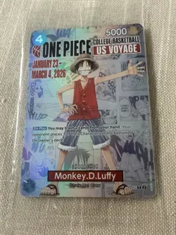 Bandai One Piece CCG Monkey D. Luffy US Voyage Basketball Promo Holo Card - Image 1