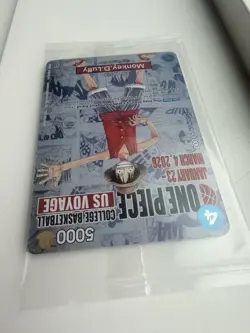 Bandai One Piece CCG Monkey D. Luffy US Voyage Basketball Promo Holo Card - Image 3