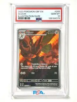2023 Scizor Illustration Rare Holo Pokemon TCG Card #205 Obsidian Flames PSA 10 - Image 1