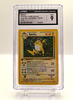 1999 Pokemon Base Set Raichu 1st Edition Holo Card 14/102 CGC 9! NICE! German! - Image 1