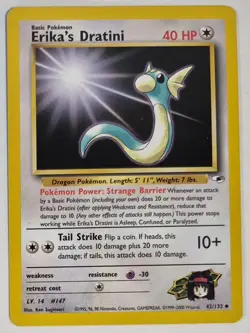 Erika's Dratini Pokemon Gym Heroes 42/132 Pokemon Card #42 - Image 3