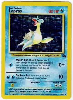 Lapras Pokemon Fossil 10/62 Holo Pokemon Card #10 - Image 1