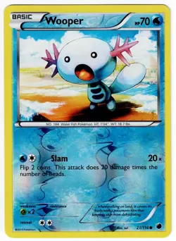 Wooper Pokemon Plasma Freeze 21/116 Reverse Holo Pokemon Card #21 - Image 1
