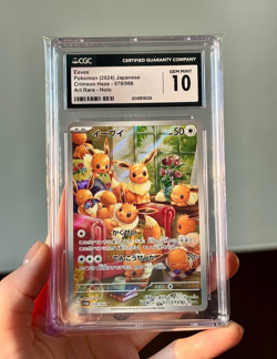 CGC 10 Eevee AR 078/066 Crimson Haze 2024 sv5a Pokemon Card Japanese Gem Mint - Image 1