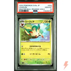 PSA 10 Leafeon Master Ball Foil 002/187 SV8a Pokemon Card Japanese 2024 #6AG - Image 1