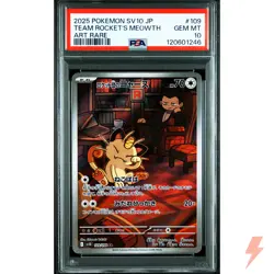 PSA 10 Team Rocket's Meowth AR 109/098 SV10 Pokemon Card Japanese 2025 #U6I - Image 1