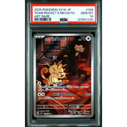 PSA 10 Team Rocket's Meowth AR 109/098 SV10 Pokemon Card Japanese 2025 #U6I - Image 2