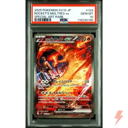 PSA 10 Team Rocket's Moltres ex SAR 124/098 SV10 Pokemon Card Japanese 2025 #MK8 - Image 1
