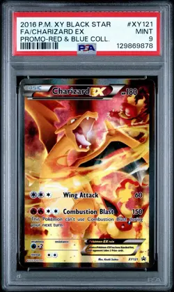 PSA 9 MINT Charizard EX XY121 Black Star Promo FULL ART HOLO PROMO Pokemon Card - Image 1