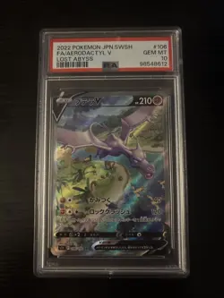 Pokemon Card Aerodactyl v Holo PSA 10 106/100 Lost Abyss SWSH Japanese - Image 1