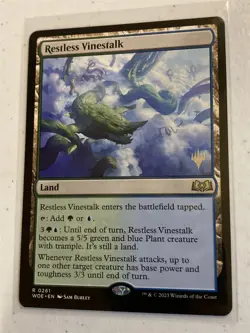 mtg promo pack Restless Vinestalk, Wilds of Eldraine land, unplayed - Image 1