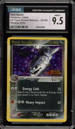 Pokemon Dark Steelix EX Team Rocket Returns Reverse Holo Rare #10 CGC 9.5 - Image 1