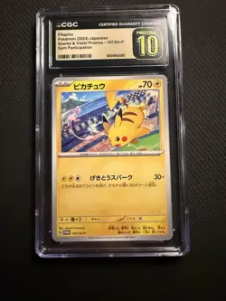 CGC 10 PRISTINE Pikachu 197/SV-P Japanese Pokemon Gym Participation Promo - Image 1