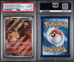 2025 POKEMON DESTINED RIVALS ILLUSTRATION RARE #203 TEAM ROCKET'S MEOWTH PSA 10 - Image 3