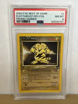 2003 POKEMON BEST OF GAME #1 ELECTABUZZ REVERSE FOIL PROMO WINNER PSA 8 - Image 1