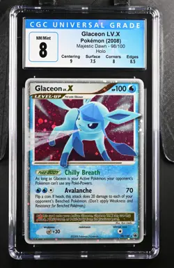CGC 8 2008 Pokemon Diamond & Pearl Majestic Dawn #98 Glaceon LV.X-Holo English - Image 1