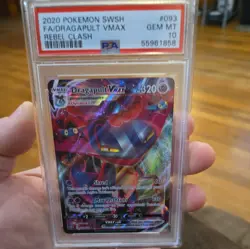 2020 Pokemon Sword & Shield Rebel Clash Dragapult VMAX #093 Full Art PSA 10 - Image 3