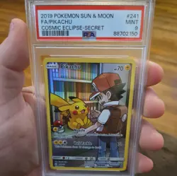 2019 POKEMON SUN & MOON COSMIC ECLIPSE SECRET #241 FULL ART/PIKACHU PSA 9 - Image 3