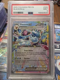 2025 Pokemon Pre En Glaceon 026/131 EX Psa 9 - Image 1